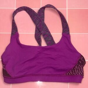 AE Purple Crisscross Back Sports Bra Space Dye Straps Womens XS